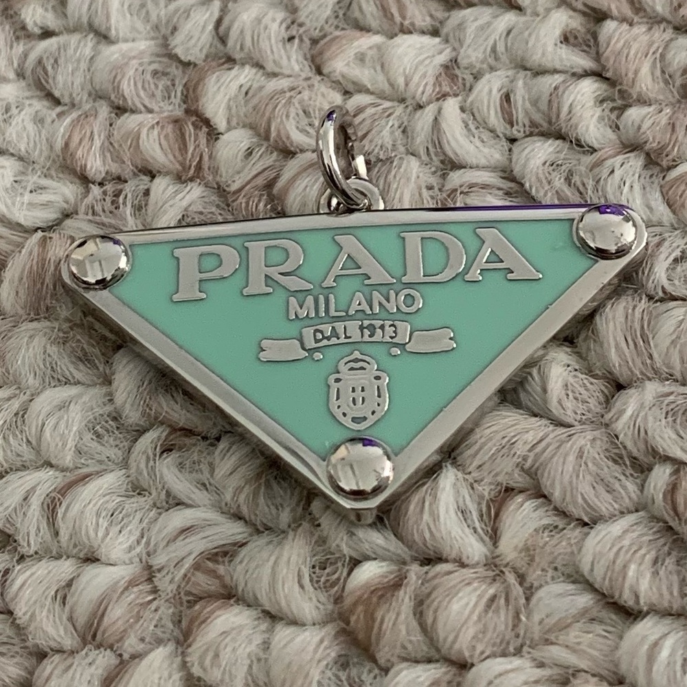 Upcycled Mint Green in Silver Tone Triangle Pendant